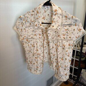 Reformation button up flower blouse